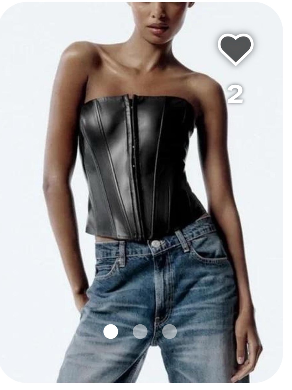 Zara Black Faux Leather Bustier Camisole